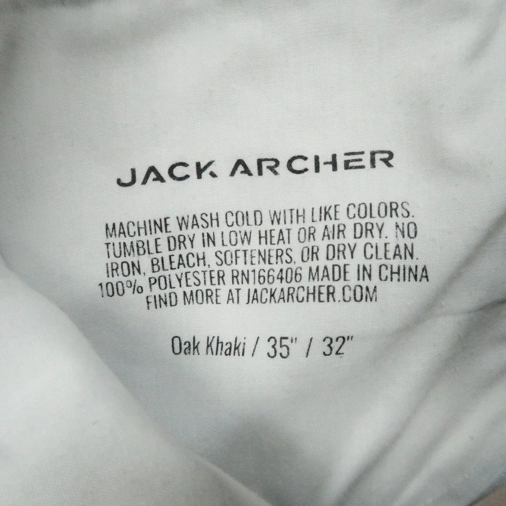 Jack Archer Pants Men 35x32 Oat Khaki Jetsetter Chino Straight Zip Pocket Travel